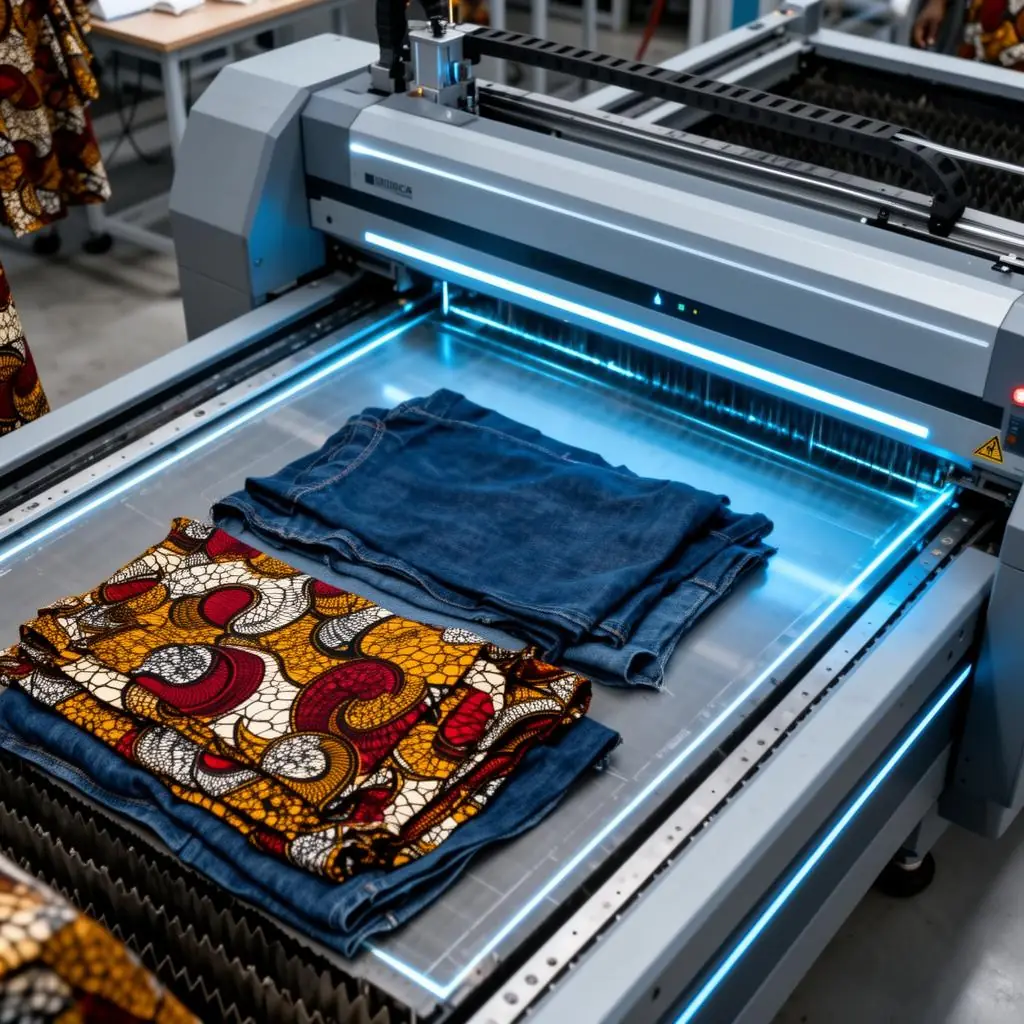 Cutting fabric at Oyertur